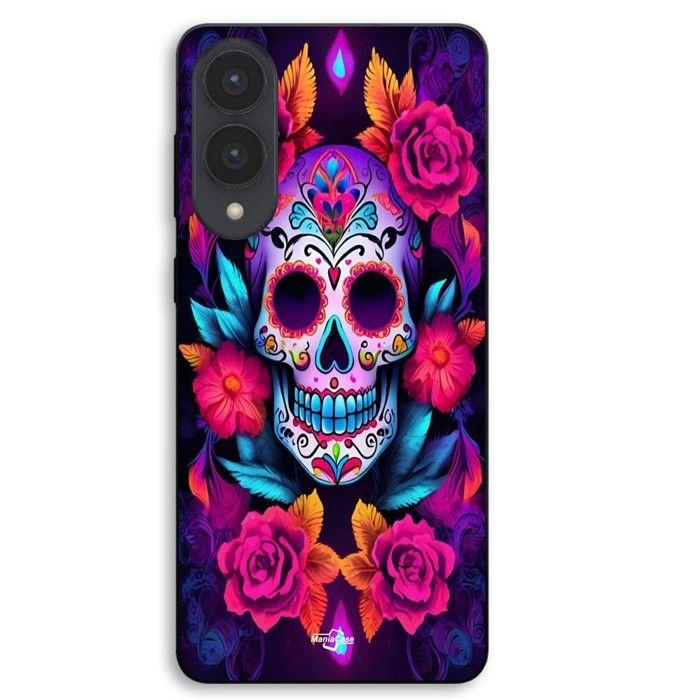 Coque Pour Samsung Galaxy S25 Edge Tete de mort violette colorée Maniacase