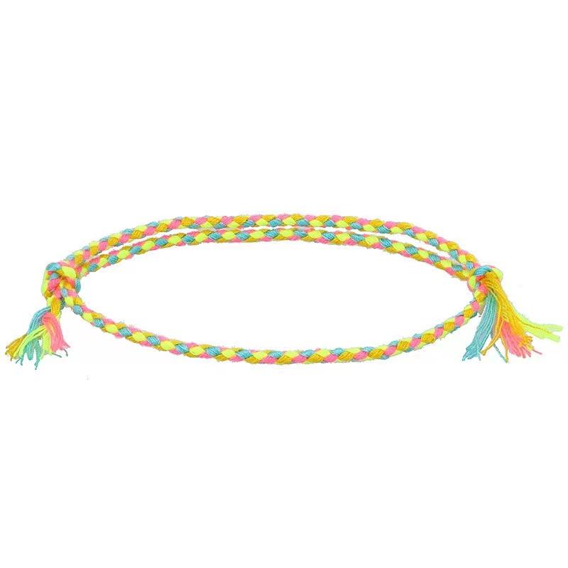 Boho Four Strand Color Handmade Waterproof Woven Thread Wrap Bracelet Simple Rope Knot Bracelet Friendship Bracelets