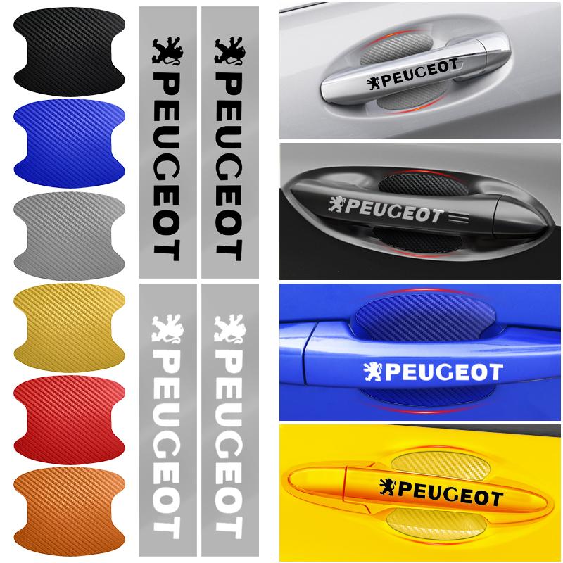 Car Door Sticker Carbon Fiber Scratches Auto Handle Protection Film For Peugeot 308 408 508 RCZ 208 3008 2008 206 207 108 406 407 408 206 207 306 307