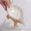 Modern Ceramic Soap Holder NonSlip Base Golden Leaf Pattern Soap Dish Organizers Tray for Bathroom Kitchen Essential