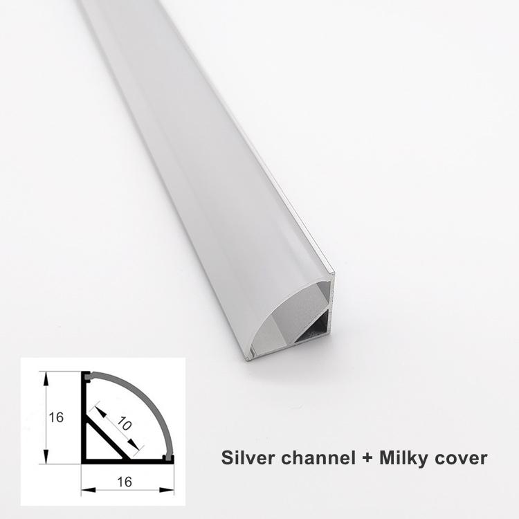 0.5m V-Shape LED Aluminum Profile Cabinet Corner Mounted 90 Degree Glow Hard Bar Lamp Channel Milky/Black Cover Strip Lights