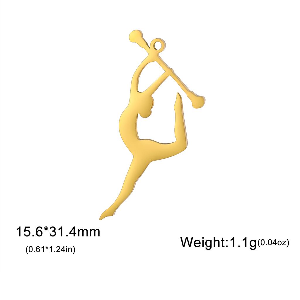 Teamer 5pcs/lot DIY Gymnast Sporter Charms Stainless Steel Gymnastics Dancer for Necklcae Bracelets Keychain Jewelry Making Gift