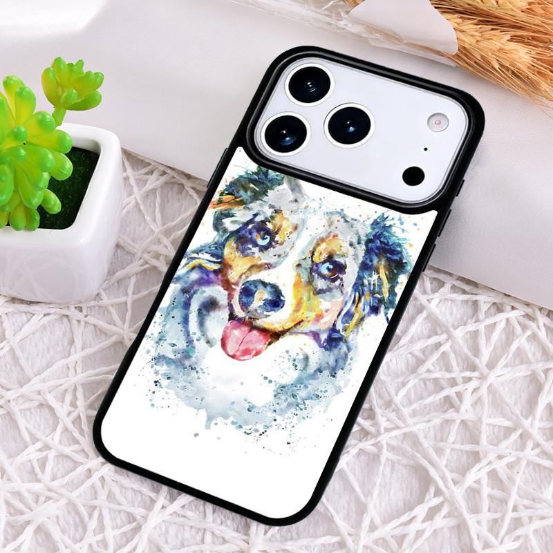 Border Collie Watercolor Phone Case for iPhone 17 Air 16 15 11 12 14 13 Pro Max Shockproof Cover
