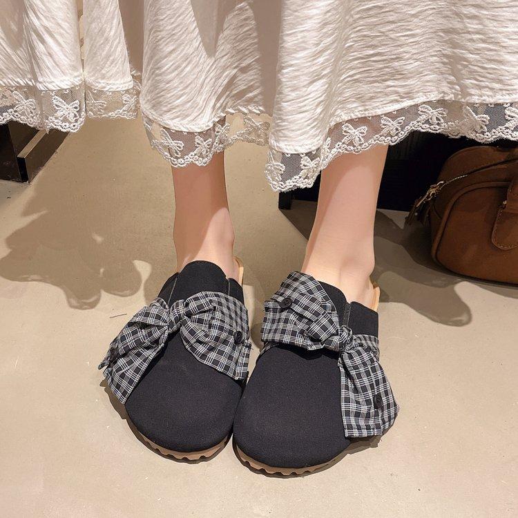 [Ushilai] Thick-bottomed flat-bottomed bag head slippers for women's 2025 summer new non-slip Boken semi-slippers