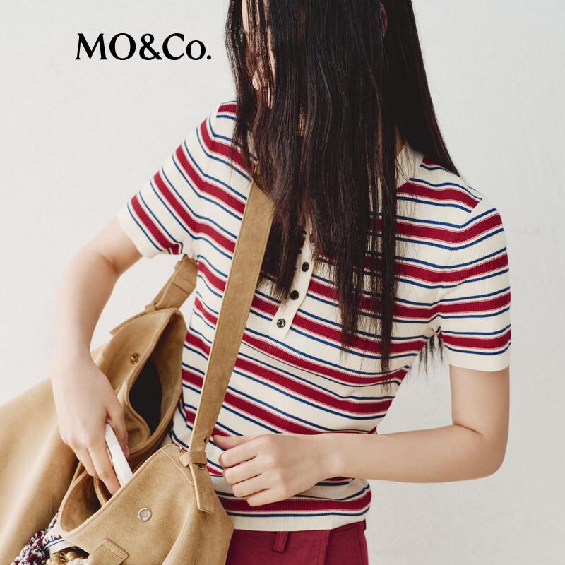 MO&Co. Active Striped Cotton-Silk Blend Knit Sweater