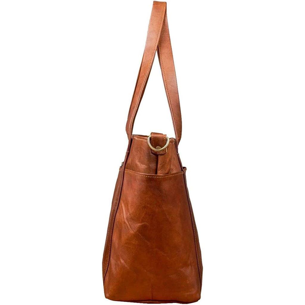 Vintage Leather Tote Bag: Handmade Distressed Shoulder Bag