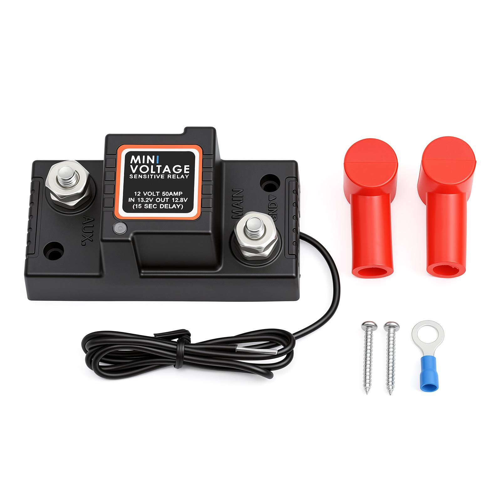 Mini Dual Battery Isolator Waterproof Voltage Sensitive Relay Seamless Battery Switching Easy Installation 12V 50A For Car Boat