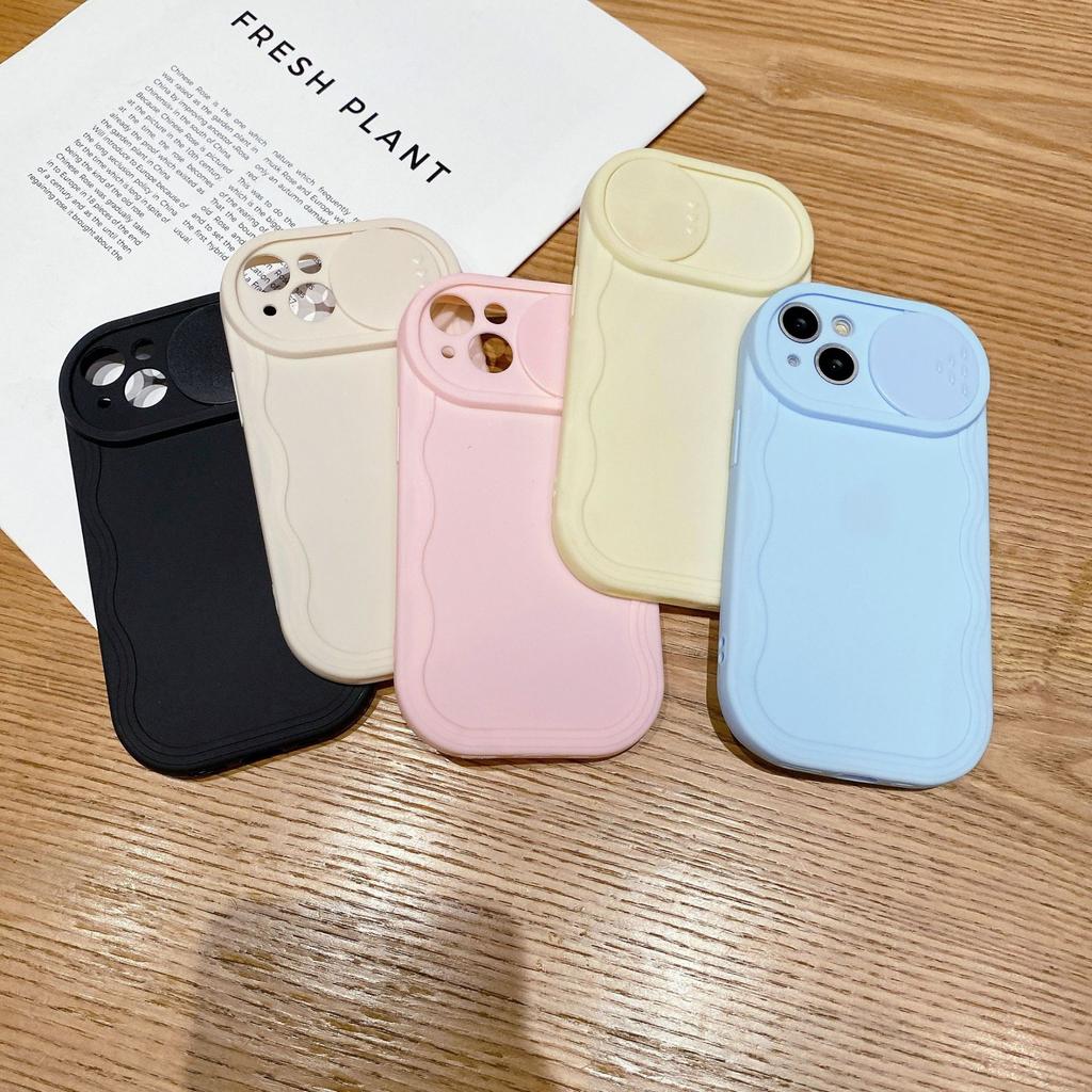 Wavy Pattern Suitable for Apple 15 13 11 Simple Solid Color Sliding Window Soft Shell PhoneXSMAX Mobile Phone Case 16