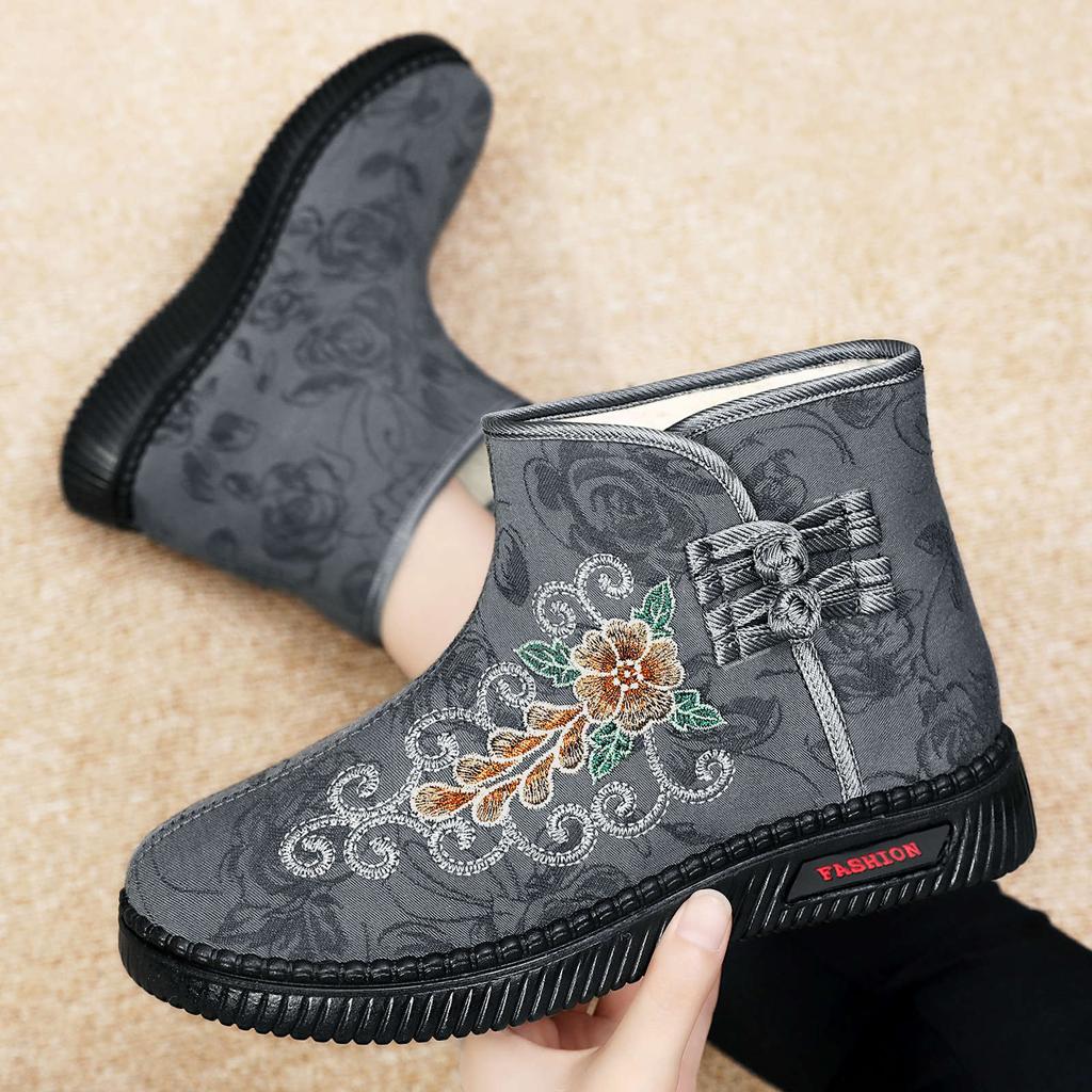 Women's Embroidery Large Size Winter Warm Snow Boots Padded Lining Ankle Boots Anti Slip Outdoor Shoes Hiking Mountaineering Sports Cotton Boots