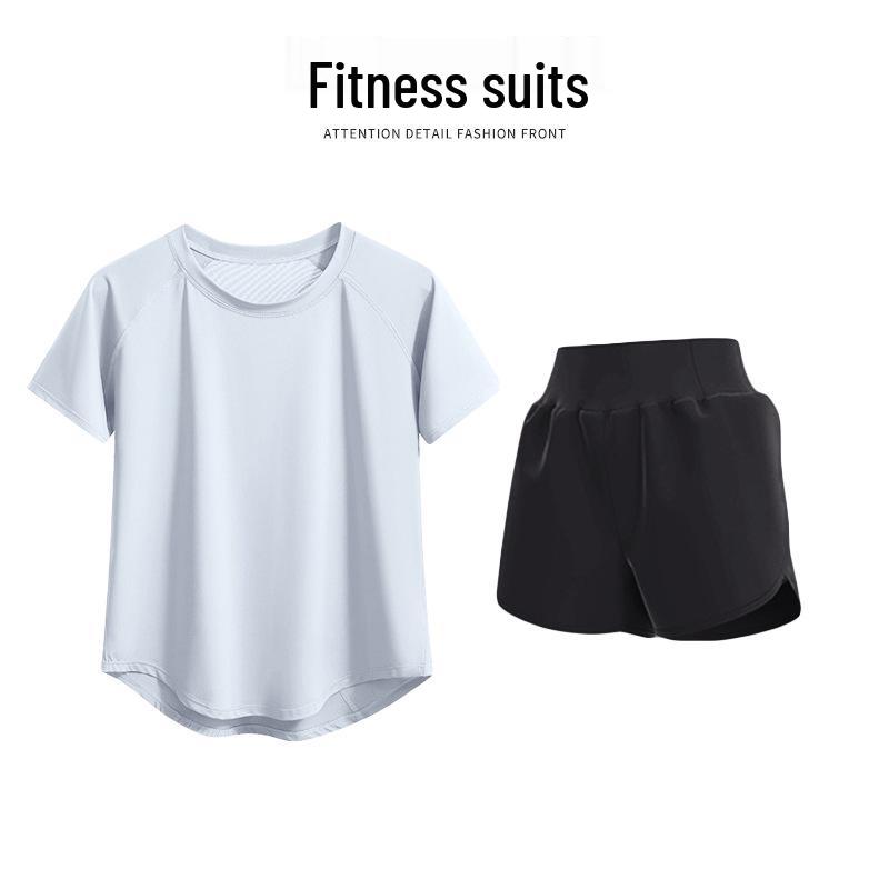 Women's Quick-Dry Mesh Yoga & Running Set: Breathable Short Sleeve Top