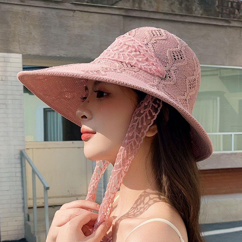 Neuer einfacher faltbarer Reiseurlaub Sonnenschutz Strand Fischerhut Strohhut Damen Sommer Sonnenschutzhut