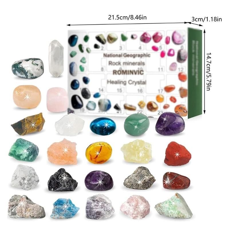 Advent Calendar 2023 24 Days Minerals & Fossils Advent Calendar Crystals Christmas Calendar Enthusiasts Rock Collection