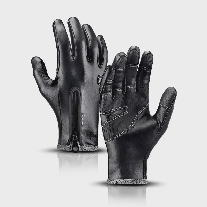 Windproof Non-Slip Unisex Winter Touchscreen Motorcycle Gloves with Plush Lining