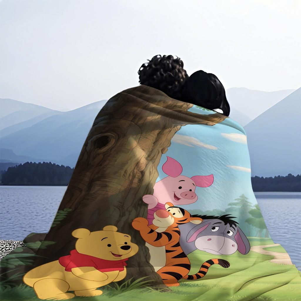 Winnie the Pooh Tigger Piglet & Eeyore Hide-and-Seek Print Blanket Soft Multifunctional Decortive Universal Throw Blankets Gift