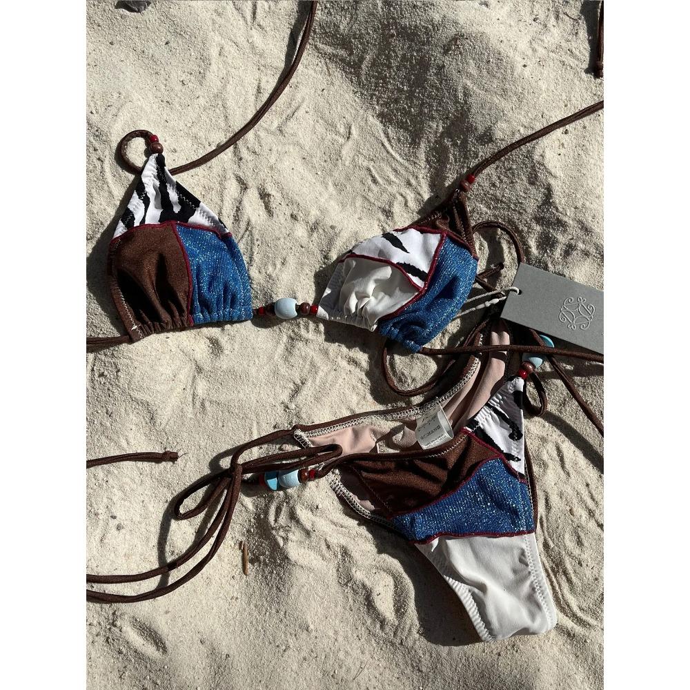 

2025 Женский купальник Смелый леопардовый принт и желтый пэчворк Набор бикини Идеально для пляжной одежды и вечеринок у бассейна Летние каникулы L