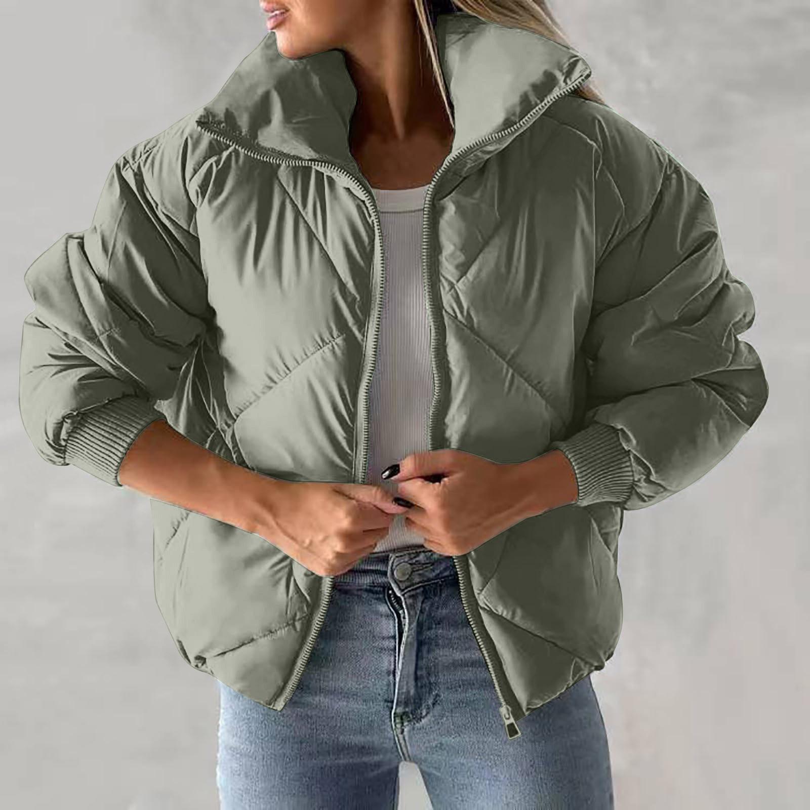 

Женская повседневная однотонная короткая клетчатая куртка с одним воротником и длинными рукавами из плотного хлопка XL