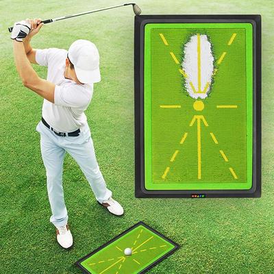 Golf Swing Practice & Impact Trajectory Mat with Ball Record Sequins