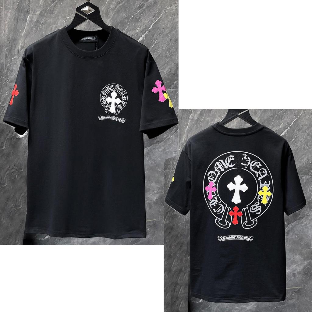 8923 CHROME HEARTS Summer New High Quality Cotton Round Neck Loose Large Size Men's and Women's T-shirt Couple T-shirt