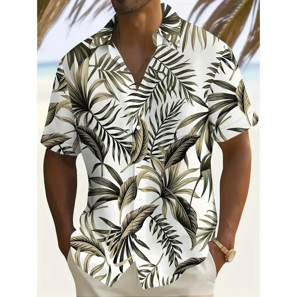 Outdoor Shirt Short Sleeve Summer Beach Wind Casual Tops Shirt Landscape Printed Pattern Large OverSize Loose Men's Clothing