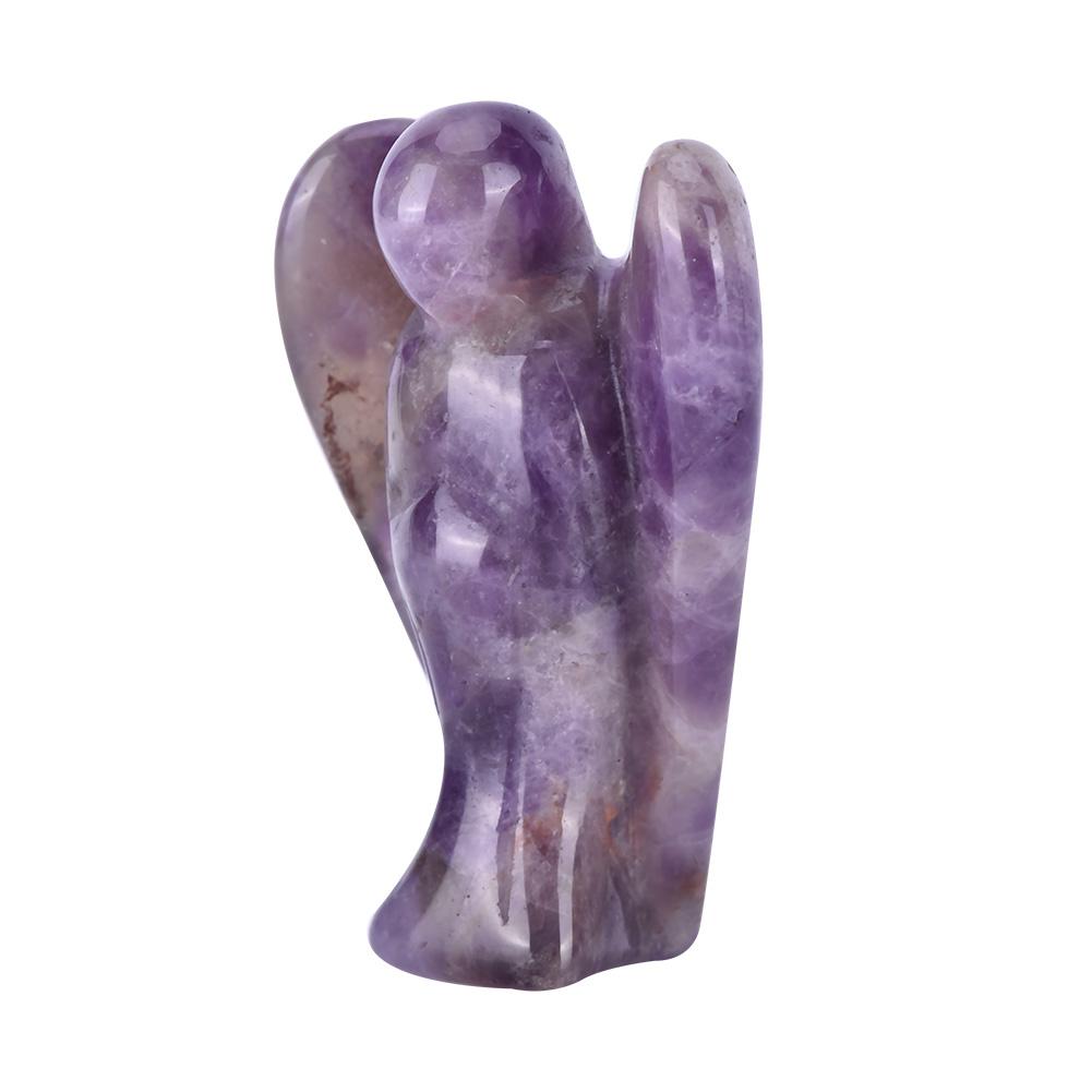 Beautiful Natural Clear Quartz Crystal Healing Power Carved Angel Figurine