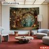2D Flat Banner 1 Set of Psychedelic Forest Fairy Light String Banner - Magic Tree Background Cloth with Lanterns and Flowers