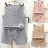 Boys' Waffle Vest and Shorts Set - Lightweight Spring and Summer Trend