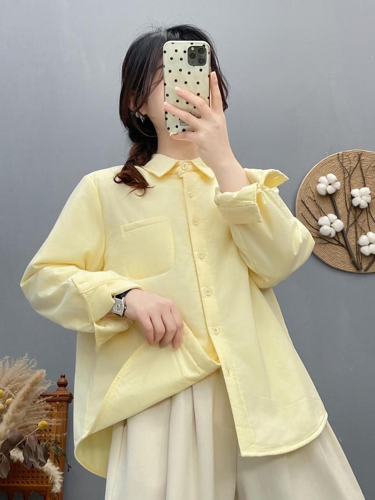2025 Winter Japanese Style Women's Padded Long-Sleeve Warm Shirt Top