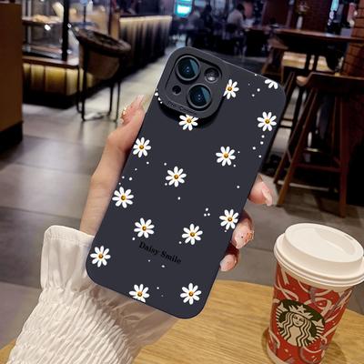 Daisy Flower Fresh Pattern Phone Case For iPhone 17 16 15 14 13 12 11 Pro Max 15 16 Plus Shockproof Matte Soft Silicone Cover