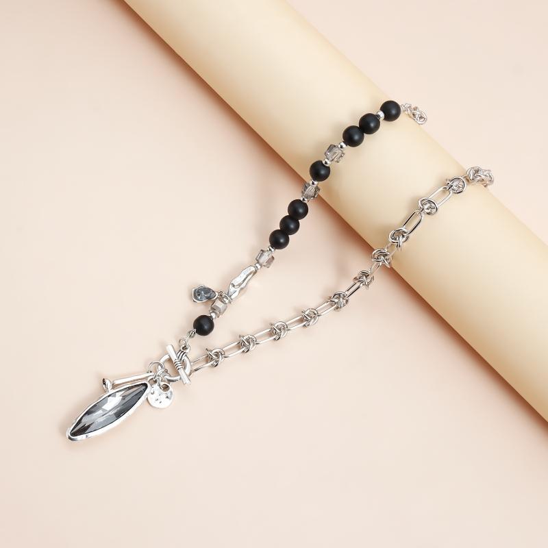 Эллиптический Черный Алмаз Капля Воды Кулон Ожерелье Неправильные Бусины Цепочка Чокер Стразы Ожерелье Свадебная Вечеринка Украшения Подарок onesize