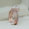 Classic Solitaire Ring Water Drop 2PC Ring With Micro Paved Elegant Bridal Ring Wedding Anniversary Ring Band For Women