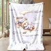 Teddy Bears with Stars and Clouds Theme blanket Lightweight Warm Flannel Blanket Decorative Throw Blanket for Home Decoration