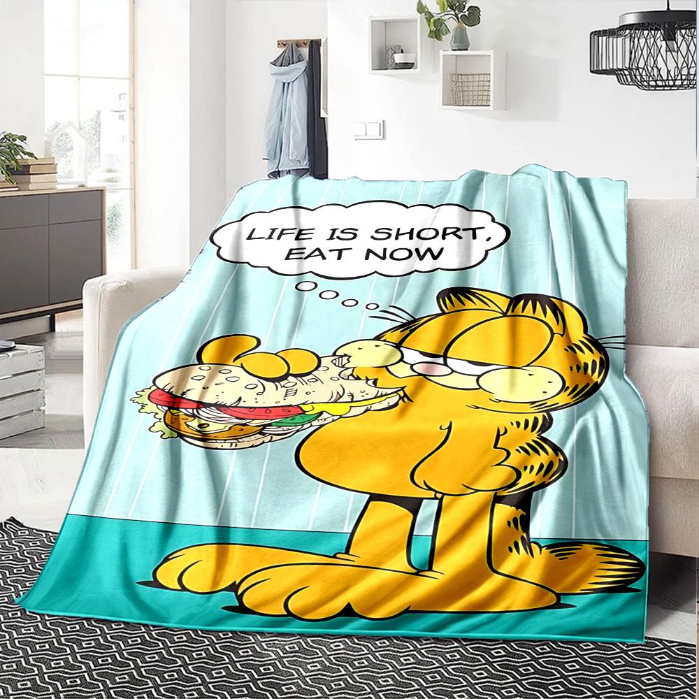 1pc Garfields Urgent Meal flannel Blanket for Super Soft Cute Comfort Blanket for Travel Bedding Couch Sofa Blanket Y72314