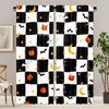 2pcs Halloween Curtains - & Checkered with Pumpkins   Bats   Stars   Moon - Light Filtering Window Drapes for Living Room   Bedroom