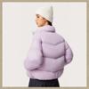 Li Ning Comfortable Casual Letter Print Stand Collar Zipper Short Simple Dopamine Down Jacket Women Outerwear Twilight-Purple AYMU152-5