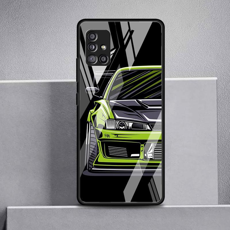 Japan JDM Sport Autos Comic Glas Fall Für Samsung Galaxy A52 A71 A50 A51 A70 A21s A31 A72 A10 A12 A30 A22 5G Telefon Abdeckung
