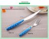 Colored Polka Dot Stainless Steel Spoon and Fork Set with Clip Handle