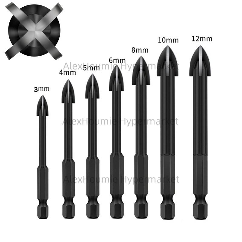 Cross Hexagonal Ceramic Tile Drill Bit Glass Ceramic Concrete Hole Opener Alloy Triangular Drill Bit Size 3/4/5/6/7/8/10/12mm