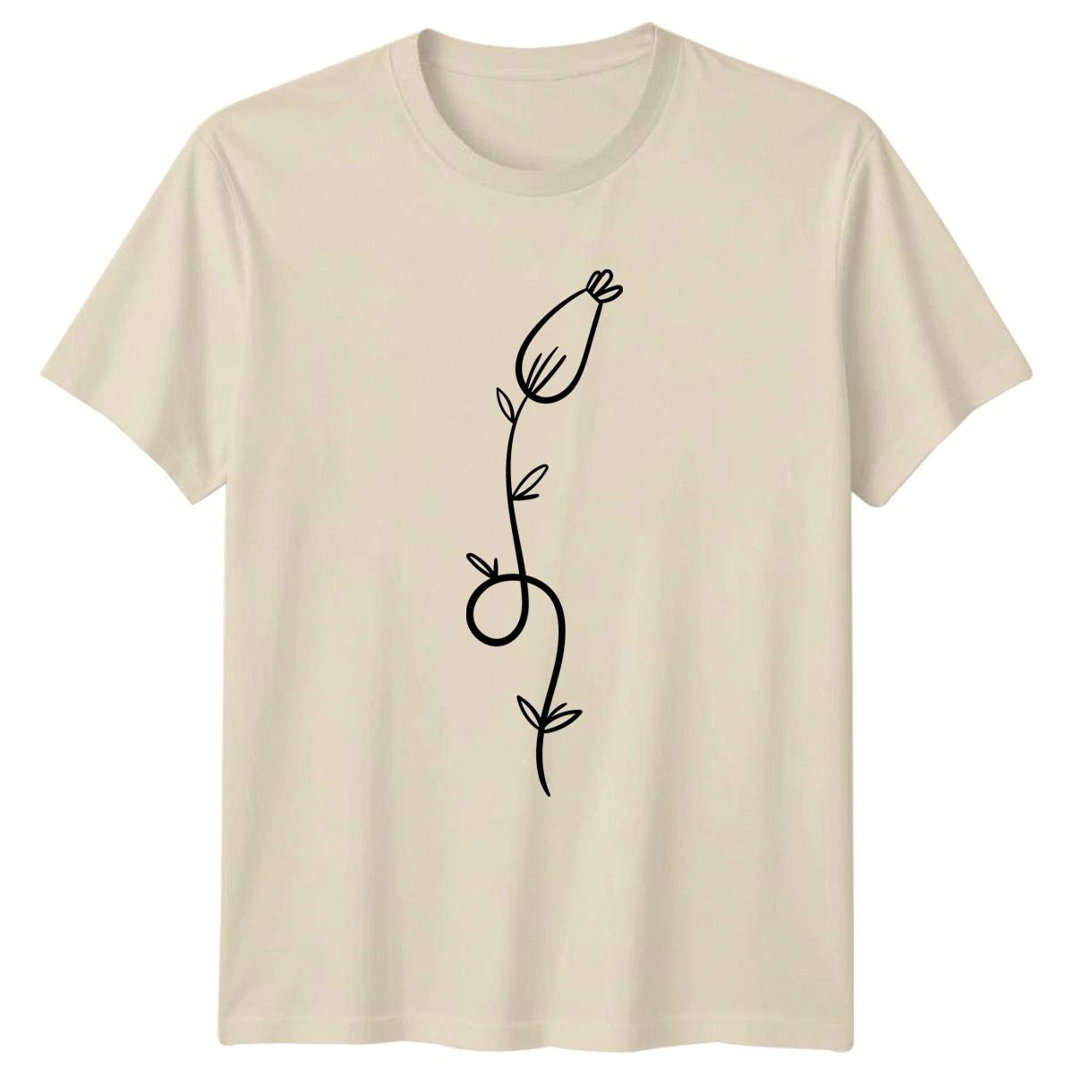 Simple Minimalist Flower Line Art T-Shirt Botanical Floral Birthday Gift XL