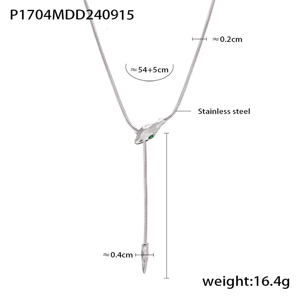 Stainless Steel Snake Head Necklace: European & American Cold Style, Long-lasting Sweater Chain for Women