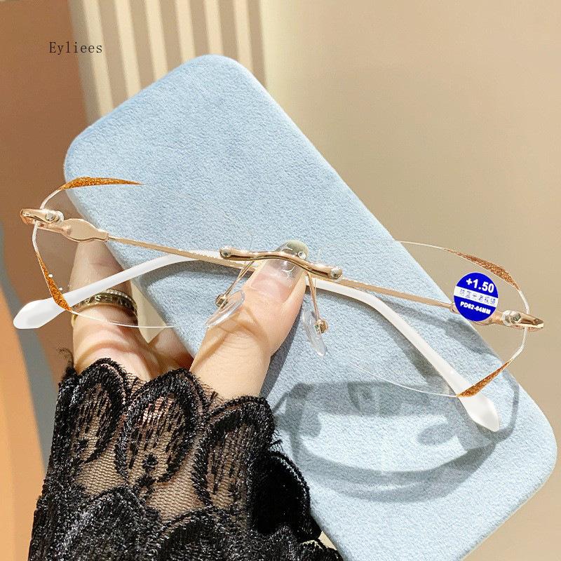 Lady Ultra Light Metal Reading Eyewear Women's Fashion Presbyopic Eyeglasses Diamond Cut Edge Blue Light Reading Glasses Gafas