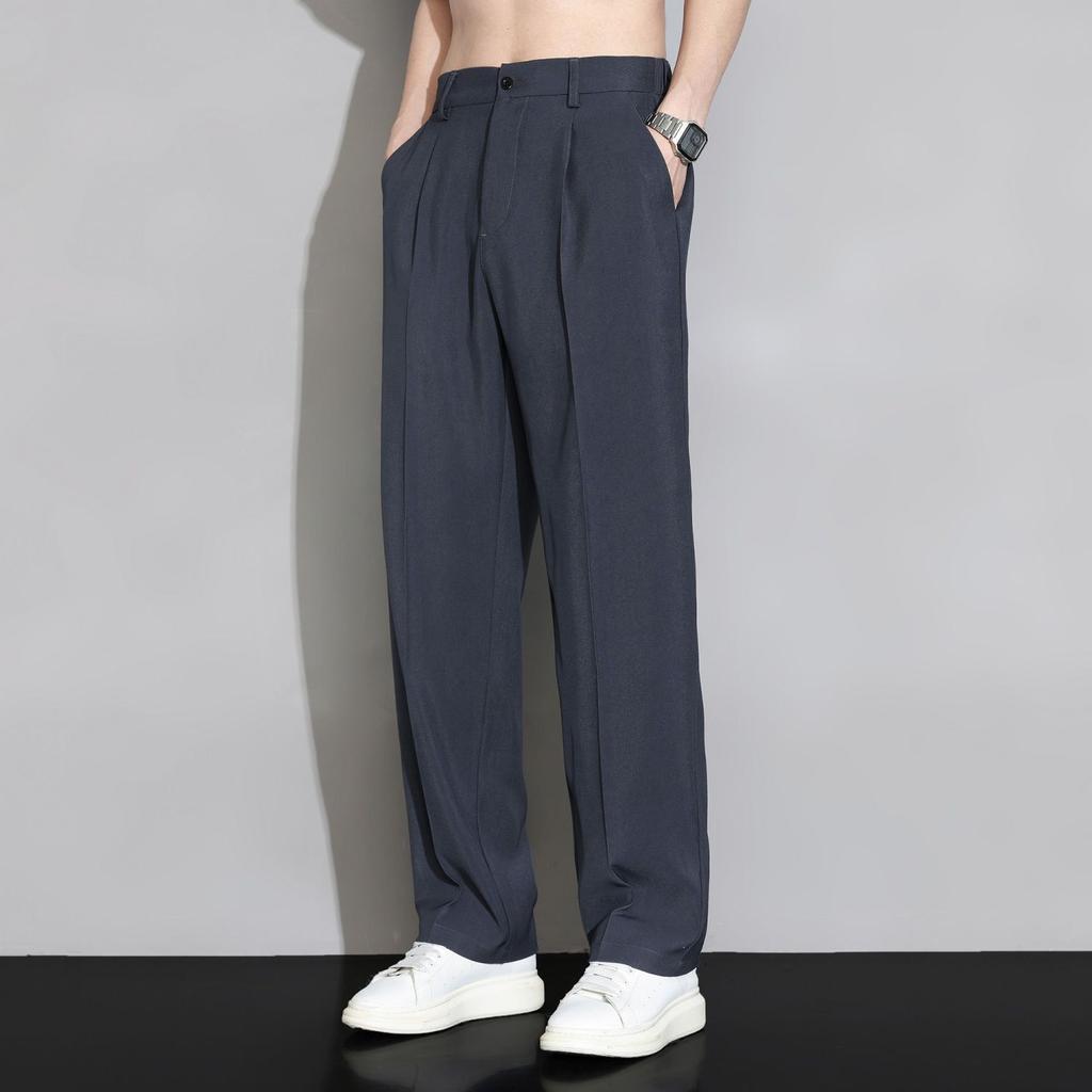 Men's New Summer Trousers Straight-leg Fashionable Loose Casual Versatile Light Luxury Drapey Elastic Waist Trousers