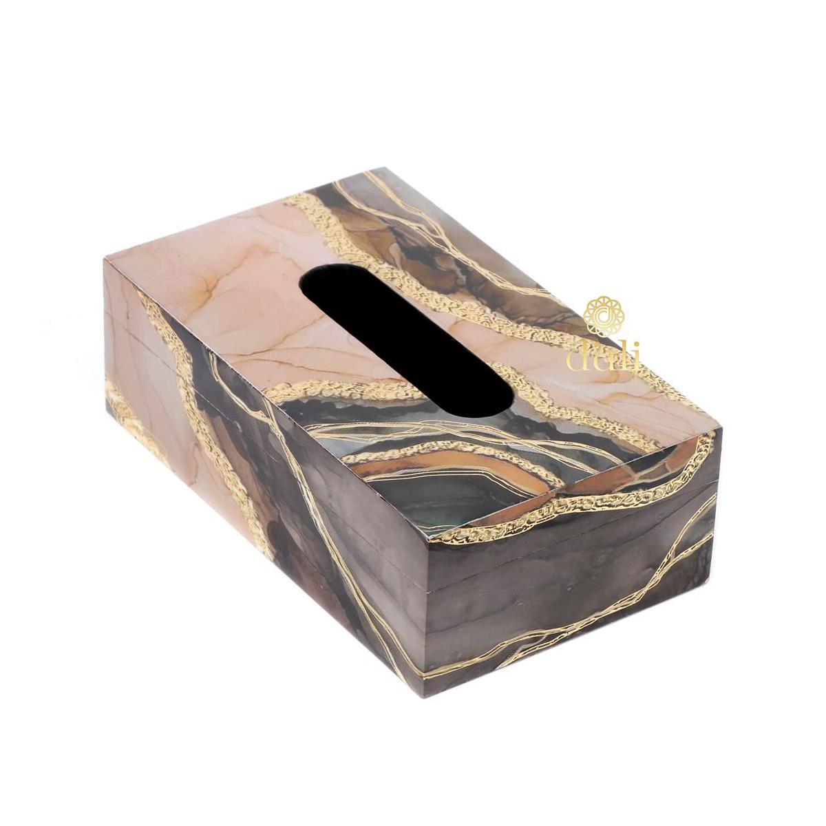 Салфетница из МДФ, Tissue Box for Table in MDF (23 x 14 x 8 cm, Silver Marble),  Duli