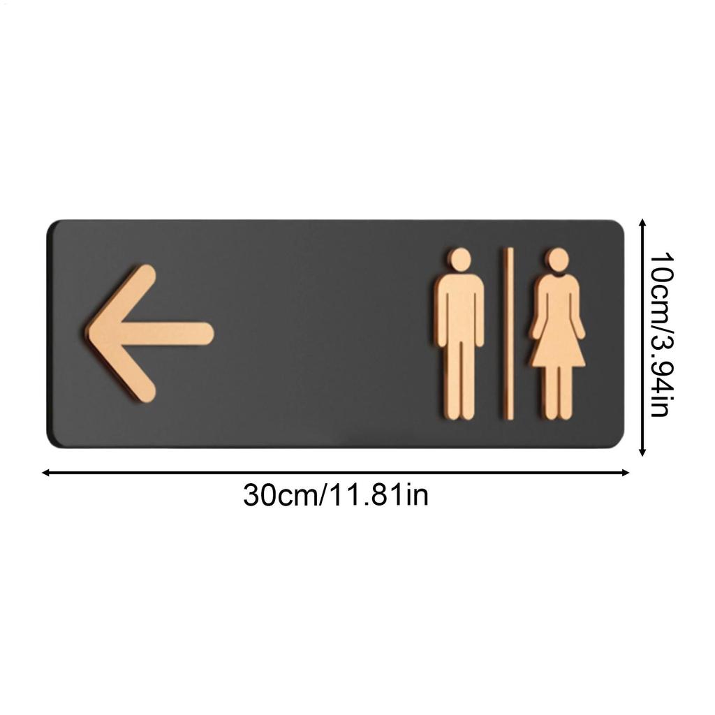 Bathroom Sign Acrylic Restroom Directional Sign Adhesive Toilet Signage for Business Home Office Restaurant Laundry Shopping