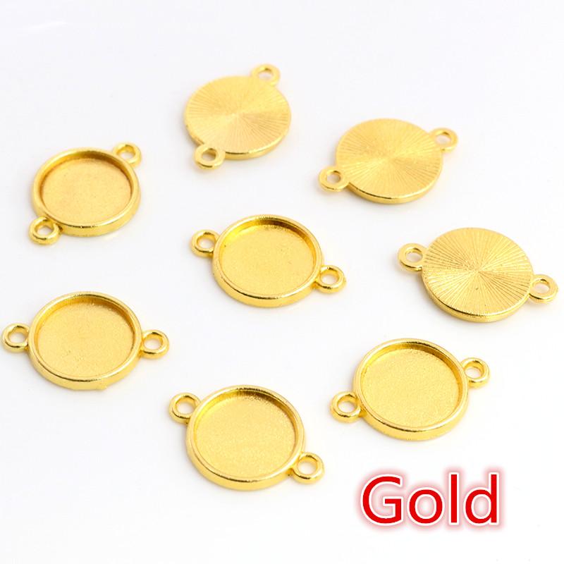 

8-30mm Inner Size Classic 7 Colors Plated One Sided Double Hanging Simple Style Cabochon Base Setting Charms Pendant 12mm x 20pcs золотой
