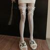 Women Sweet Sexy Mesh Fishnet Thigh Stockings JK Lolita Girl Long Socks Japanese Style Lace Bowknot Suspender Knee High Socks