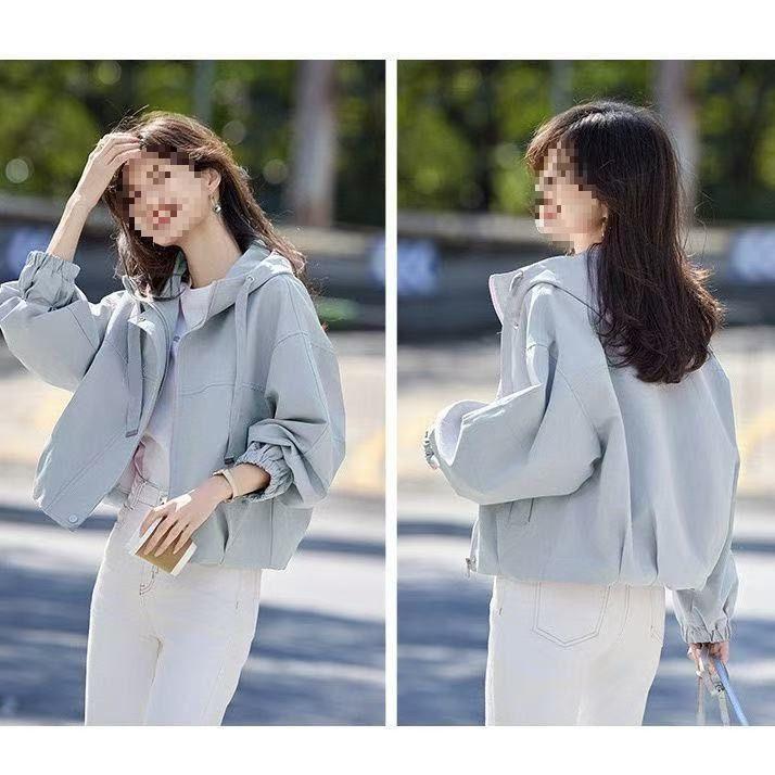 Petite Loose Hooded Jacket - Spring & Autumn 2025 Casual Trench for Back-to-School Season