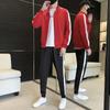Soft Two-piece Men's Contrast Color Stand Collar Leisure Sports Suit
