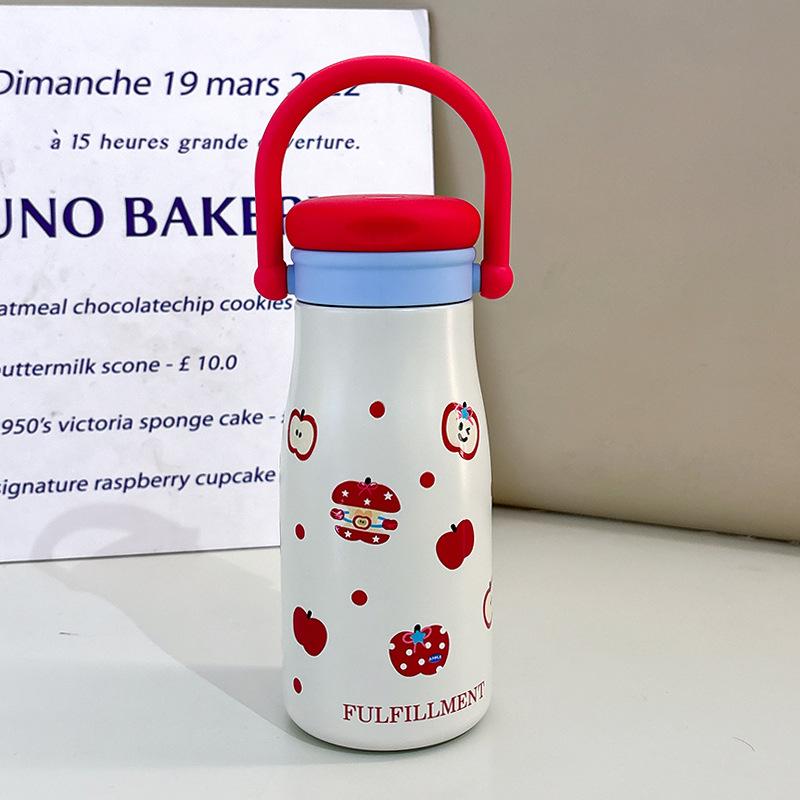 Double drink thermos cup cute high value girl portable accompanying straw cup 600ml