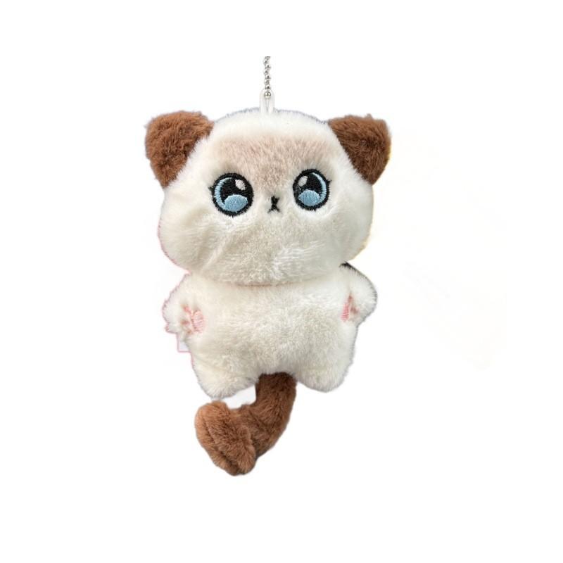 Cute Cartoon Big Eyed Cat Plush Toy Pendant With Bell For Kids Decor Bag