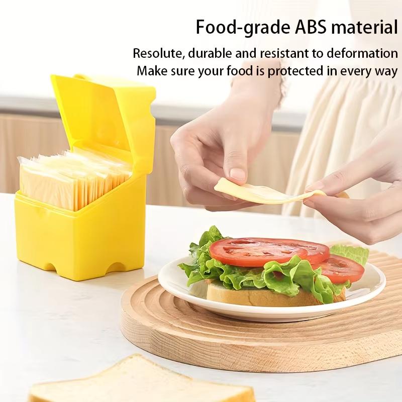 1pc ABS Cheese Storage Box with Flip-Top Lid, Durable Kitchen Organizer for Food Preservation, Yellow, Space-Saving Design, Stor